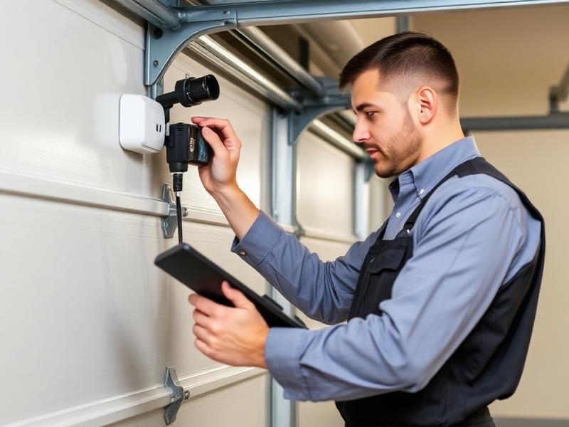 Sanbornton Garage Doors technician performing garage door sensor diagnostic service
